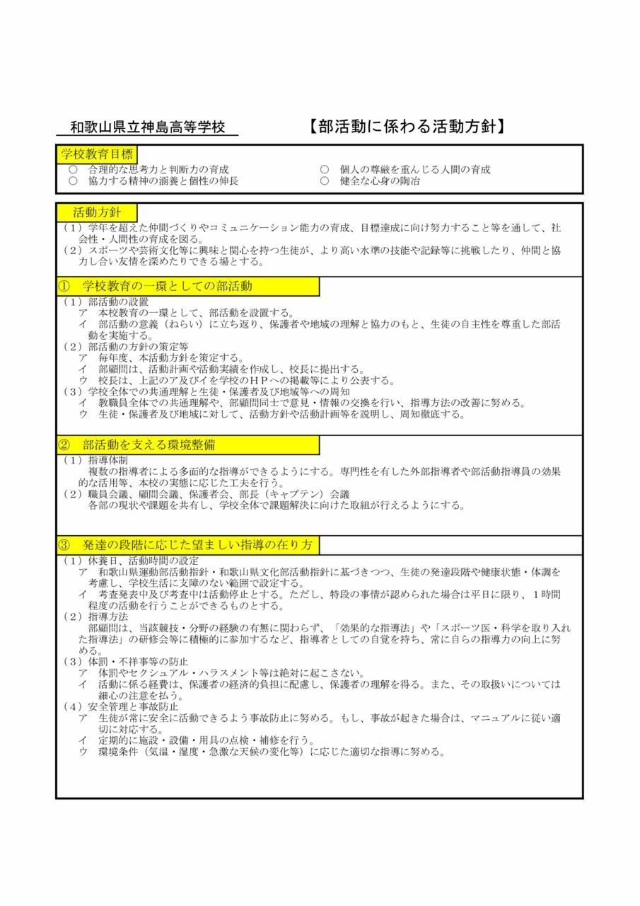 部活動に係る活動方針（神島高校）のサムネイル